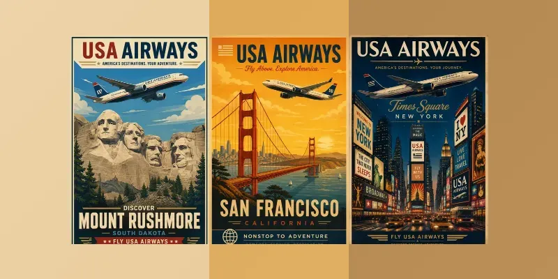 Usa Airways Vintage Travel Posters generated by undefined