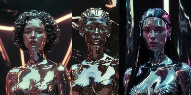Liquid Chrome Beauty Portraits generated by undefined
