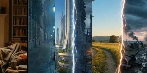 Dual World Split Scenes generated by gemini-image