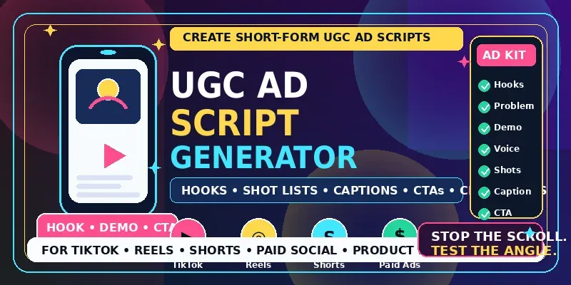 UGC Ad Script Generator generated by undefined