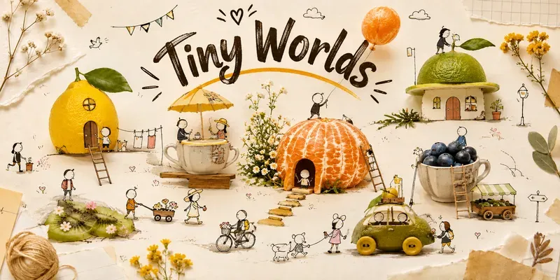 Whimsical Miniature Collage Worlds generated by undefined