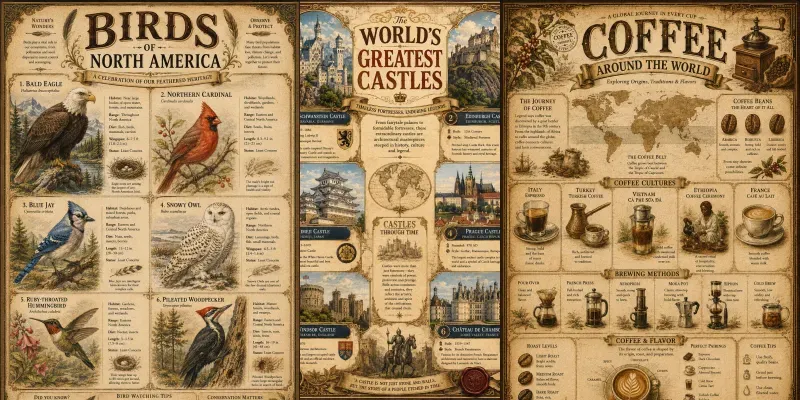 Vintage Infographic Posters generated by undefined
