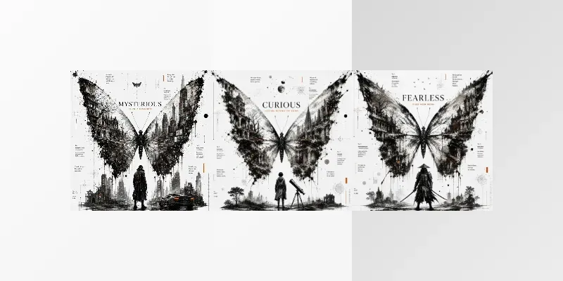 Monochrome Butterfly Collages generated by undefined