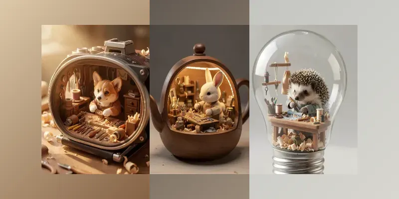 3D Animal Artisans Micro Dioramas generated by undefined