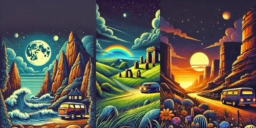 Cinematic Cartoonstyle Night Landscapes generated by midjourney