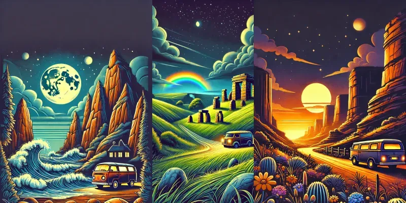 Cinematic Cartoonstyle Night Landscapes generated by undefined