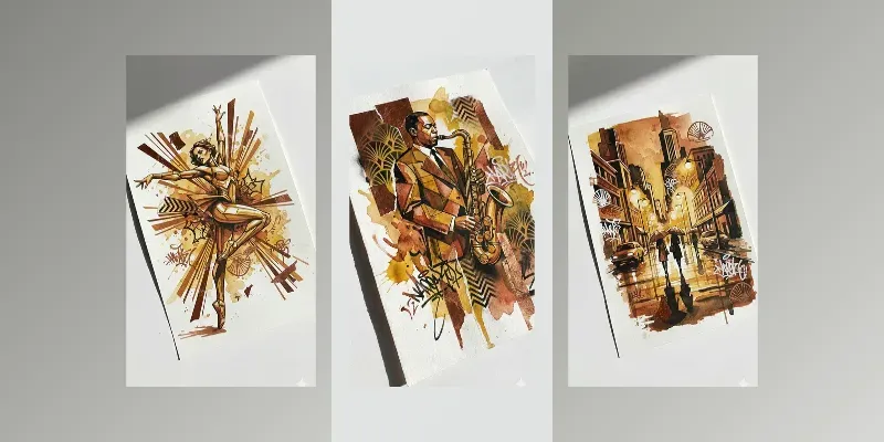 Abstract Portraits Art Deco Fusion generated by undefined