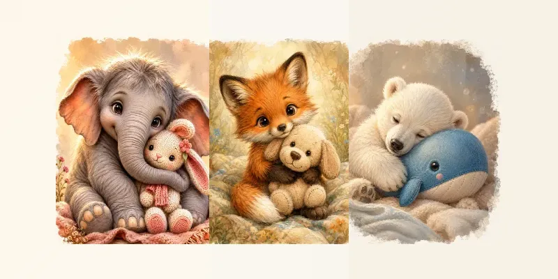 Whimsical Animal Plush Friend Portraits generated by undefined