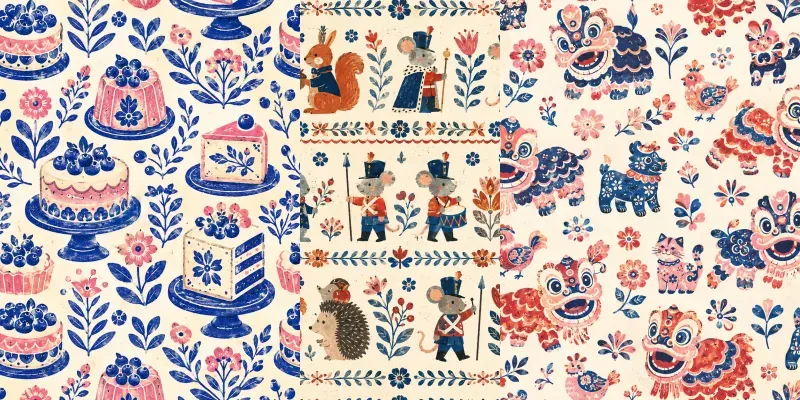 Folk Art Wrapping Paper Patterns generated by undefined