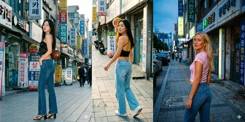 Y2k Seoul Street Look Back Film Shots generated by gemini-image