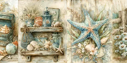 Coastal Marine Junk Journal Art Ephemera generated by midjourney