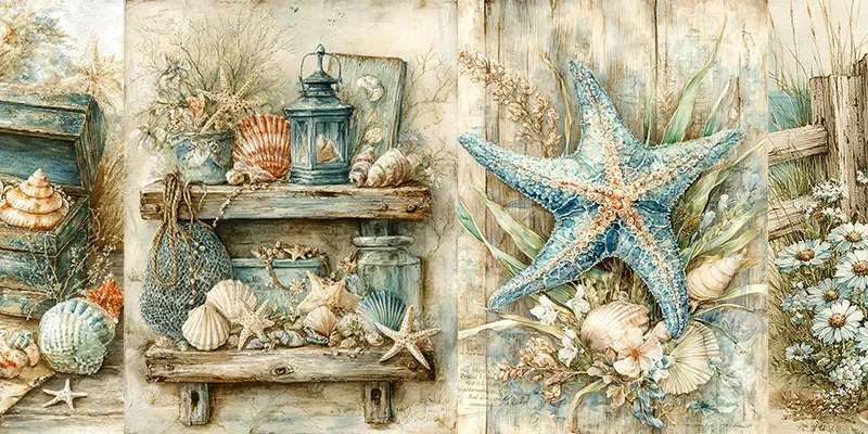 Coastal Marine Junk Journal Art Ephemera