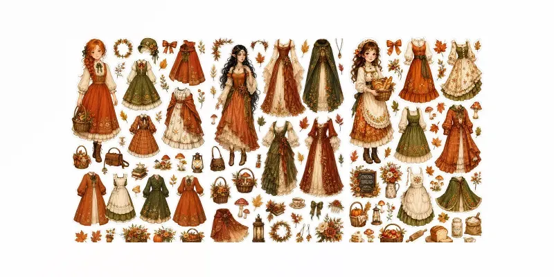 Autumn Dressup Doll Stickers generated by undefined