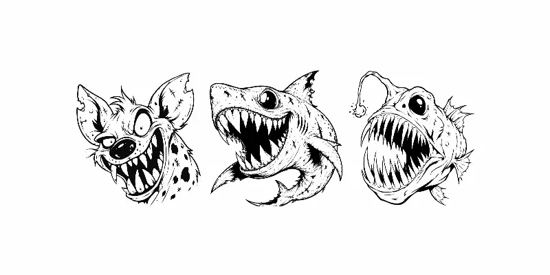 Black White Monster Tattoo Flashes generated by undefined