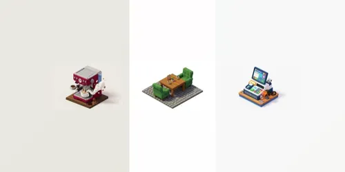 3D Isometric Simulator Game Assets generated by gemini-image