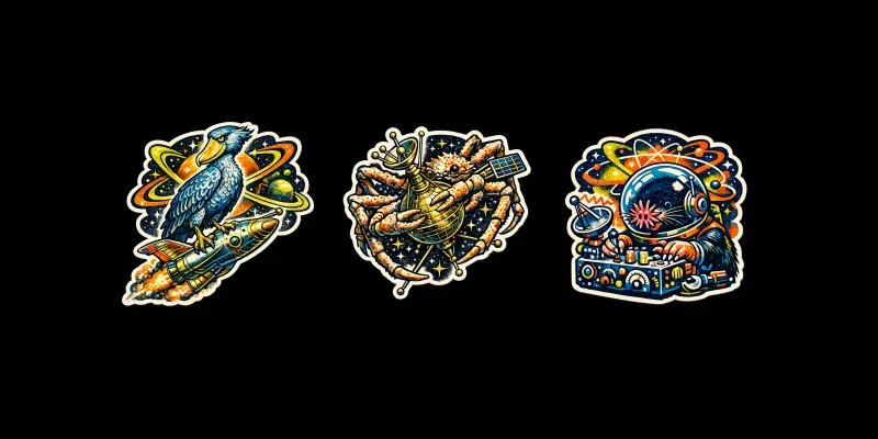 Retro Space Risograph Sticker Art generated by undefined