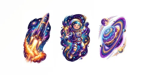 Space Clipart Illustrations Pods generated by gemini-image
