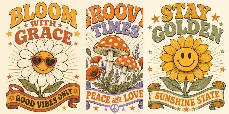 Retro Botanical Flower Quote Shirts generated by undefined