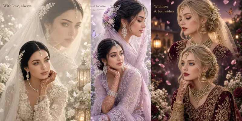 Dreamy Pastel Bridal Memory Collages generated by undefined