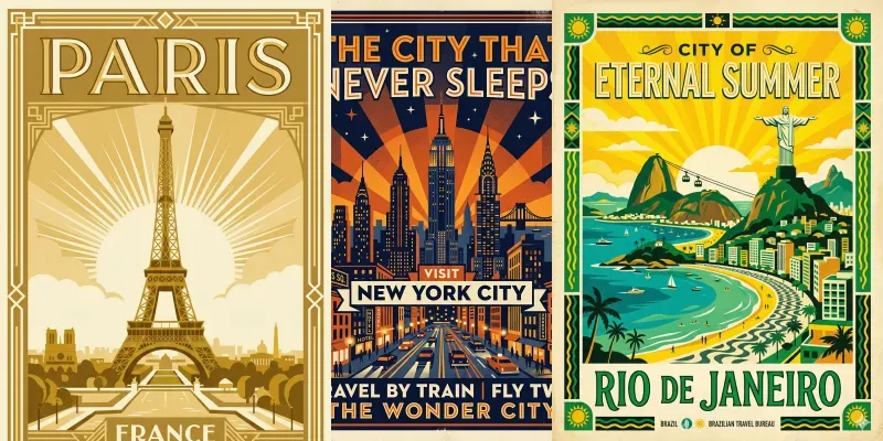 Vintage Retro Travel Posters generated by undefined