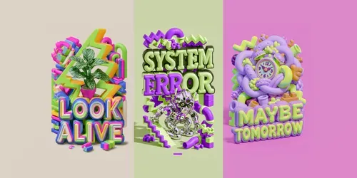 Surreal 3D Typography Posters generated by midjourney