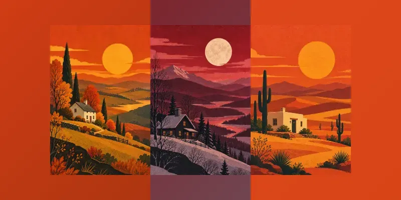 Vintage Editorial Landscape Art generated by undefined