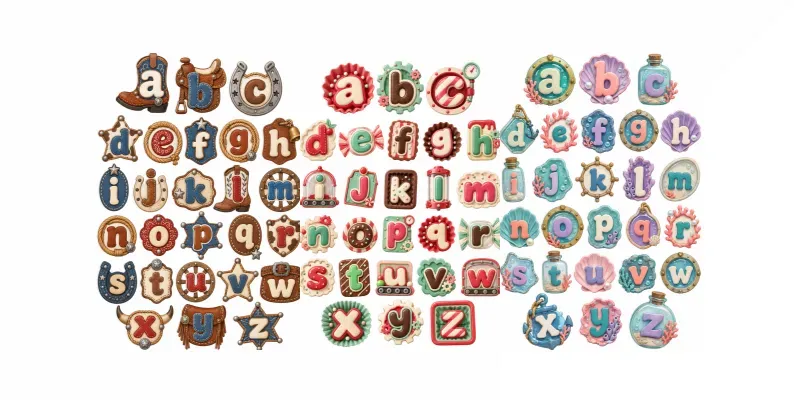 Whimsical Novelty Alphabet Set Cliparts