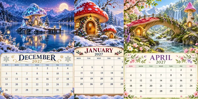 Enchanted Mushroom 2027 Calendar Pages generated by undefined