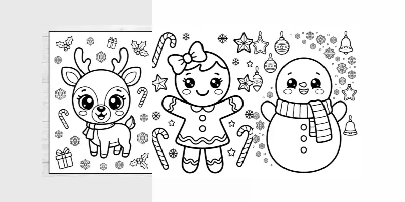 Kawaii Christmas Coloring Pages generated by undefined