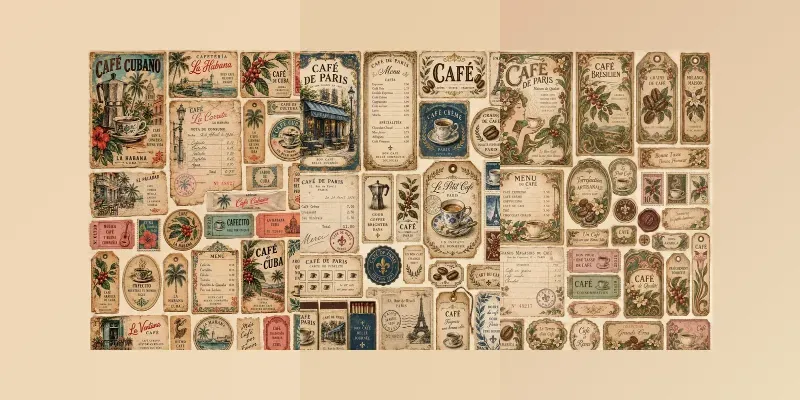 Vintage Coffee Ephemera Sheets