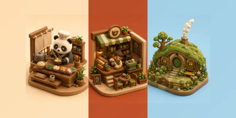 3D Clay Isometric Scenes generated by undefined