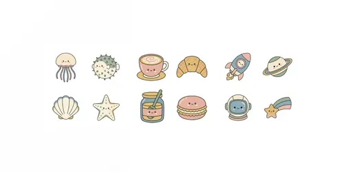 Kawaii Japanese Game Asset Icon Sheets 4x generated by gemini-image
