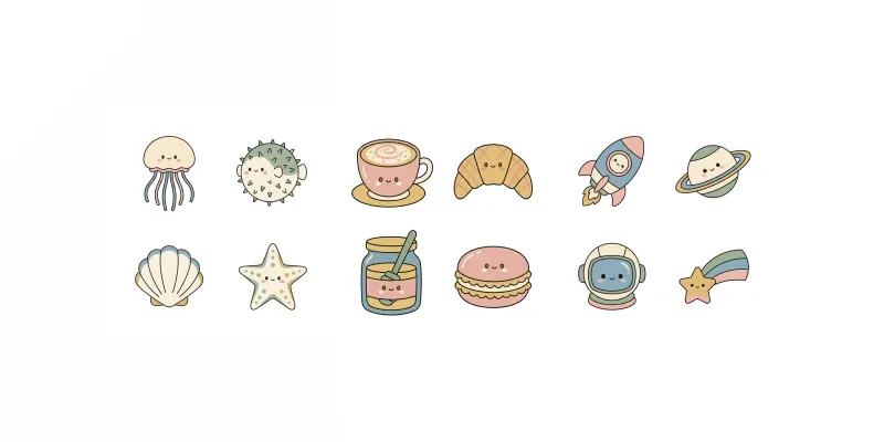 Kawaii Japanese Game Asset Icon Sheets 4x generated by undefined
