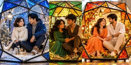 3D Stained Glass Couple Terrarium Photos generated by chatgpt-image