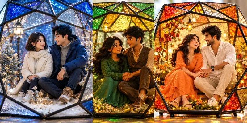 3D Stained Glass Couple Terrarium Photos generated by undefined