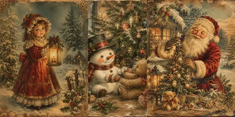 Vintage Christmas Ephemera Character Art generated by undefined