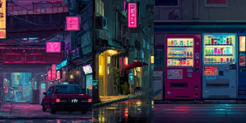 2D Retro Pixel Bgs Midnight Neon generated by undefined