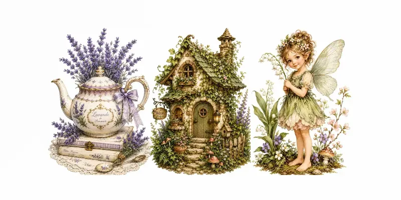 Vintage Pressed Flower Clipart Makers generated by undefined