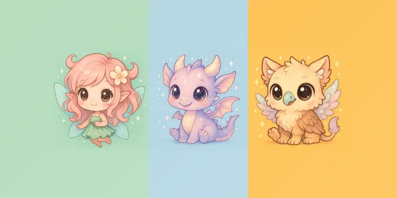 Cute Chibi Fantasy Creatures generated by undefined