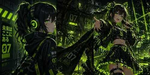 Neon Lime Cyber Anime Scenes generated by chatgpt-image