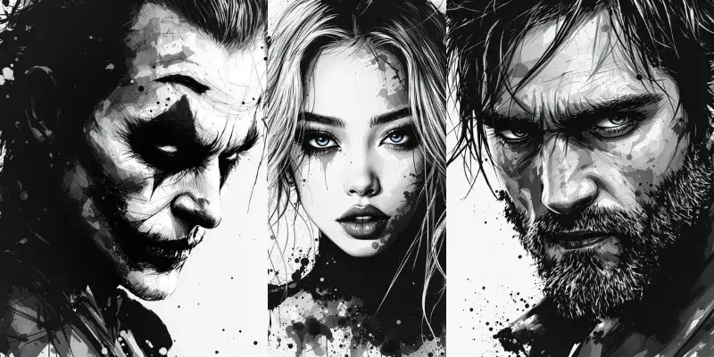 Dark Ink Character Portraits generated by undefined