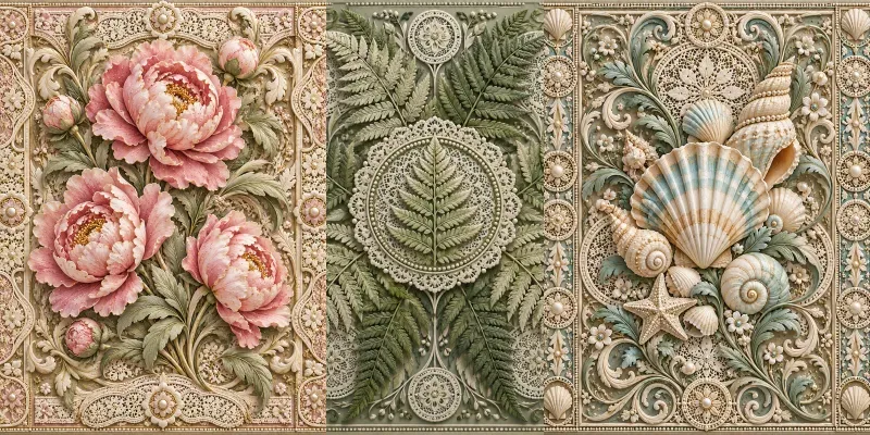 Lace Botanical Relief Panels