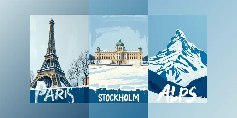 Winter Bold Travel Poster Paint Art generated by undefined