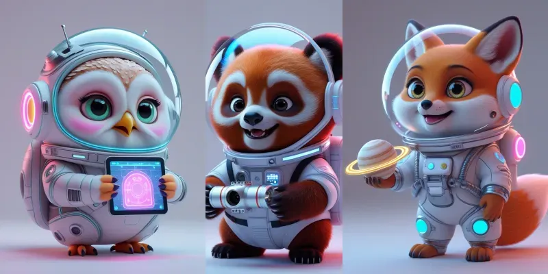 3D Cute Animals Space Explorers generated by undefined