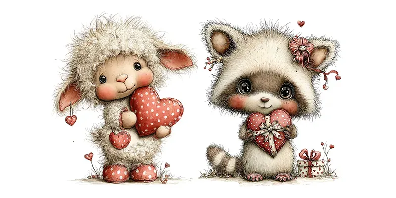 Love Baby Animals Valentine Clipart generated by undefined