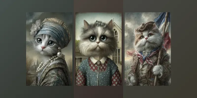Classic Museum Cat Portraits generated by undefined