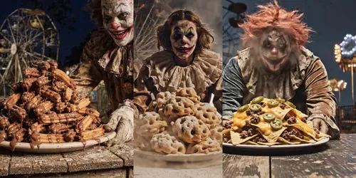 Scary Clowns And Carnival Food generated by veo