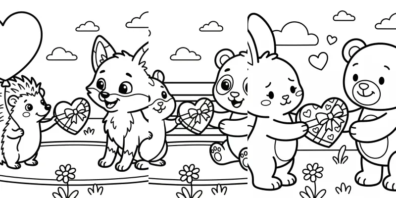 Valentine Animal Coloring Page Generator generated by undefined
