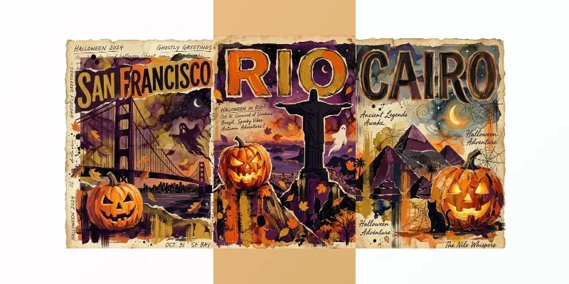 Halloween Collage Travel Poster Wall Art generated by undefined