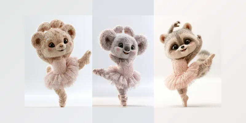 Cute 3D Animal Ballerinas generated by undefined